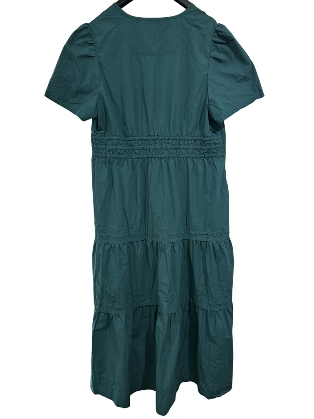 Quince Organic Cotton Poplin Tiered Maxi Dress Green XL Pockets - Picture 10 of 10
